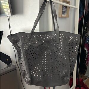Bath & Body Works Perforated Tote Bag in Charcoal Gray